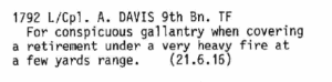 Albert Davies DCM Citation