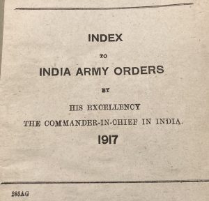 Indian Army Orders 1917