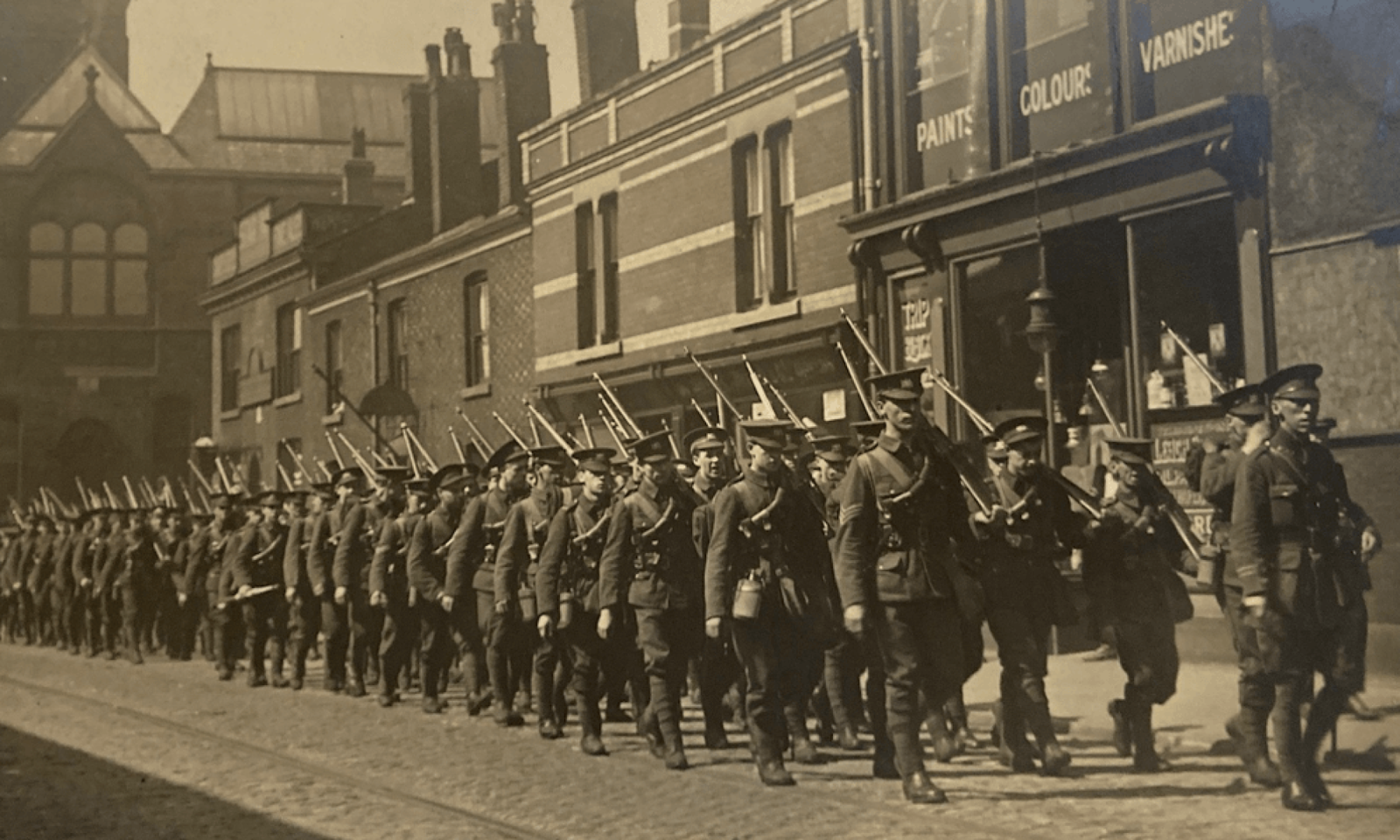 Ralph Lees Marching with the 9th Battalion in Ashton